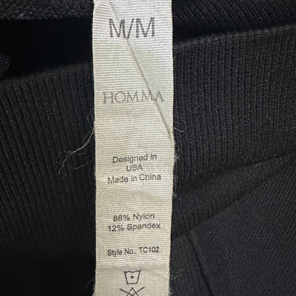 HOMMA Black High Waist Stretch Leggings with Textured Panels - Picture 10 of 10
